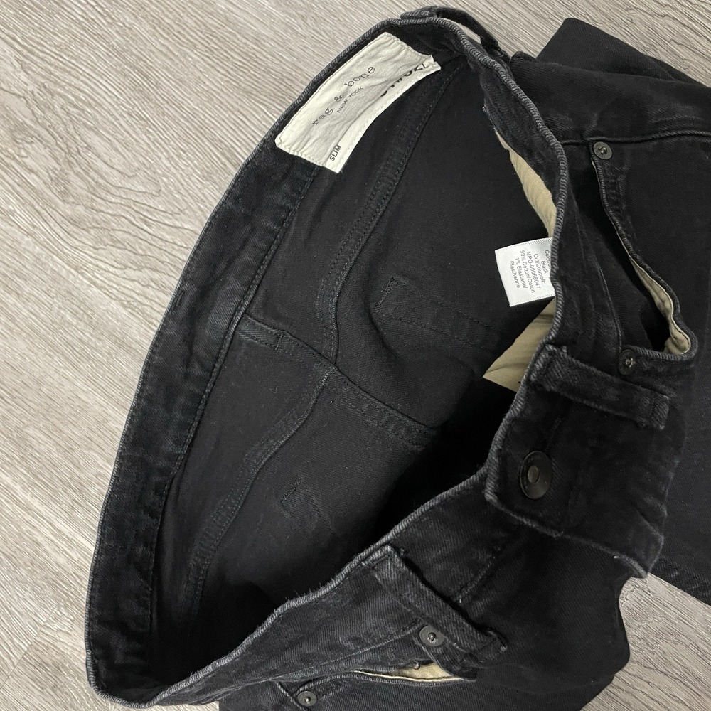 rag & bone Men's Slim Straight Jeans in Black - Picture 2 of 12